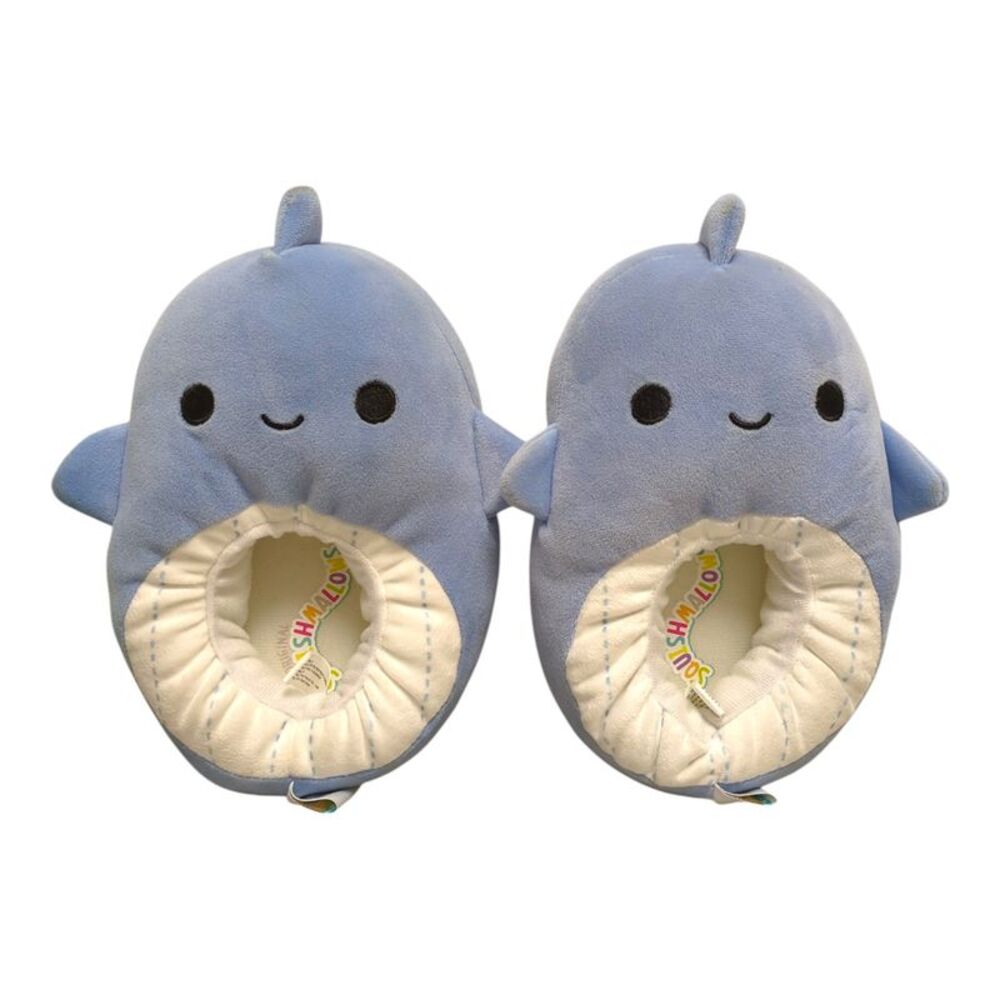 Squishmallows Unisex Youth Slip On Soft Plush Velour Slippers - Whale